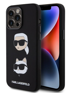 Karl Lagerfeld Liquid Silicone Karl and Choupette Heads pouzdro pro iPhone 15 Pro Max černá