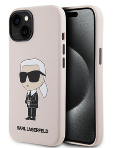 Karl Lagerfeld Liquid Silicone Ikonik NFT Zadní Kryt pro iPhone 15 růžová