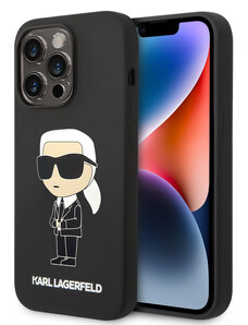 Karl Lagerfeld Liquid Silicone Ikonik NFT Zadní Kryt pro iPhone 15 Pro Max černá