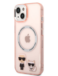Karl Lagerfeld MagSafe Kompatibilní pouzdro Karl and Choupette pro iPhone 14 Plus růžová