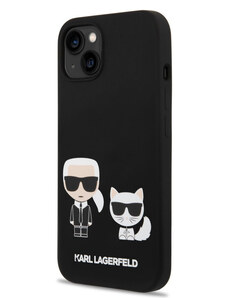 Karl Lagerfeld MagSafe Kompatibilní pouzdro Liquid Silicone Karl and Choupette pro iPhone 14 Plus černá