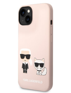 Karl Lagerfeld MagSafe Kompatibilní pouzdro Liquid Silicone Karl and Choupette pro iPhone 14 Plus růžová