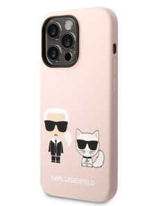 Karl Lagerfeld MagSafe Kompatibilní Kryt Liquid Silicone Karl and Choupette pro iPhone 14 Pro Max růžová