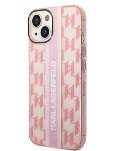Karl Lagerfeld Monogram Vertical Stripe pouzdro pro iPhone 14 Plus růžová