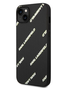 Karl Lagerfeld PU Grained Leather Logomania Zadní Kryt pro iPhone 14 Plus černá