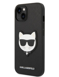 Karl Lagerfeld PU Saffiano Choupette Head Zadní Kryt pro iPhone 14 Plus černá