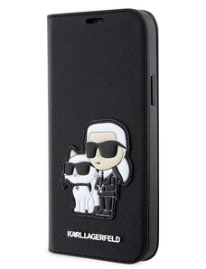 Karl Lagerfeld PU Saffiano Karl and Choupette NFT Book Pouzdro pro iPhone 12/12 Pro černá