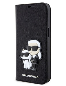 Karl Lagerfeld PU Saffiano Karl and Choupette NFT Book Pouzdro pro iPhone 14 černá