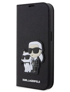 Karl Lagerfeld PU Saffiano Karl and Choupette NFT Book Pouzdro pro iPhone 13 Pro černá