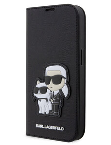 Karl Lagerfeld PU Saffiano Karl and Choupette NFT Book Pouzdro pro iPhone 13 Pro Max černá