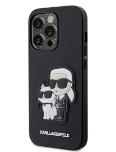 Karl Lagerfeld PU Saffiano Karl and Choupette NFT Zadní Kryt pro iPhone 14 Pro černá