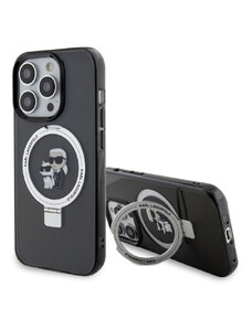Karl Lagerfeld Ringstand Karl and Choupette MagSafe pouzdro pro iPhone 15 Pro černá