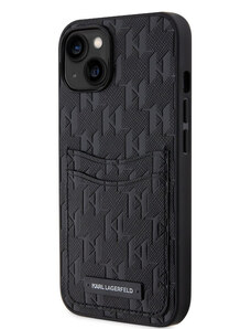 Karl Lagerfeld Saffiano Monogram Card Slot Zadní Kryt pro iPhone 14 černá