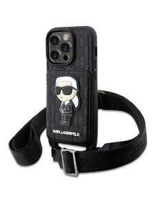 Karl Lagerfeld Saffiano Monogram Crossbody Ikonik NFT Kryt pro iPhone 14 Pro černá