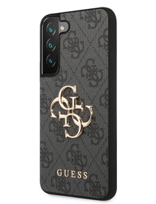 Guess PU 4G Metal Logo pouzdro pro Samsung Galaxy S23 šedá