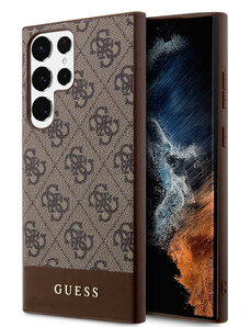 Guess PU 4G Stripe pouzdro pro Samsung Galaxy S24 Ultra hnědá