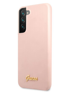 Guess Silicone Metal Logo pouzdro pro Samsung Galaxy S22+ růžová