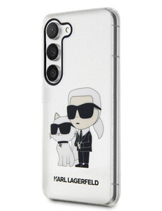 Karl Lagerfeld IML Glitter Karl and Choupette NFT pouzdro pro Samsung Galaxy S23 transparentní
