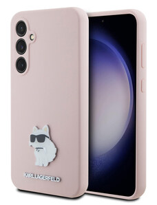 Karl Lagerfeld Liquid Silicone Metal Choupette Zadní Kryt pro Samsung Galaxy S23 FE růžová