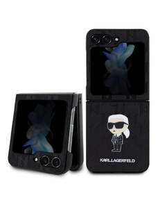 Karl Lagerfeld PU Saffiano Monogram Ikonik NFT Zadní Kryt pro Samsung Galaxy Z Flip 5 černá