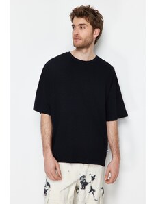 Trendyol Black Oversize Textured 100% Cotton T-Shirt