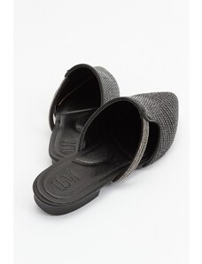 LuviShoes PESA Black Women's Slippers with Straw Stones