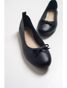 LuviShoes 01 Black Skin Women's Ballerinas