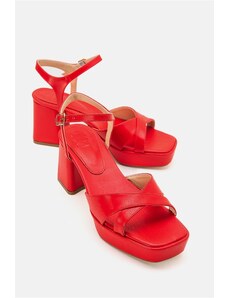LuviShoes Minius Red Skin Women's Heeled Shoes