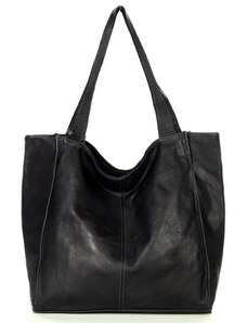 Městská nákupní taška Kabelky od Hraběnky ručně vyrobená z pravé kůže; černá