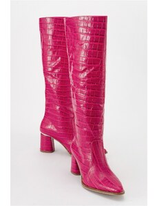 LuviShoes BELIS Women's Fuchsia Print Heeled Boots