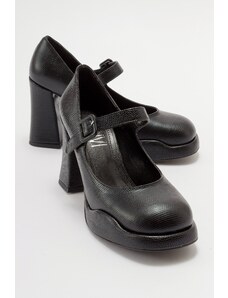 LuviShoes JAGOL Women's Black Printed Heeled Shoes