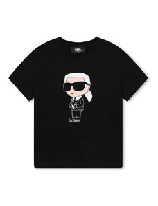 Dětské bavlněné tričko Karl Lagerfeld černá barva, s potiskem