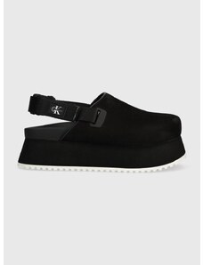 Pantofle Calvin Klein Jeans SLING CLOSE TOE FLATFORM BTW dámské, černá barva, na platformě, YW0YW01439