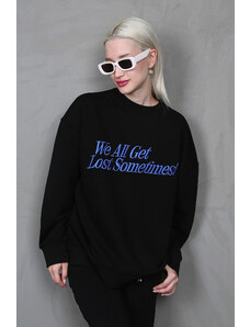 Madmext Black Printed Sweatshirt
