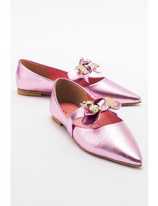LuviShoes HELSI Women's Pink Bow Flat Flats