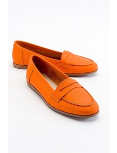 LuviShoes F02 Orange Skin Genuine Leather Women's Flats