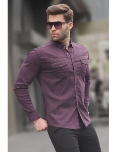 Madmext Men's Purple Comfortable Fit Gabardine Shirt 6810