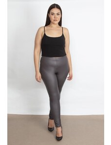 Şans Women's Large Size Smoked Shiny Disco Leggings Trousers