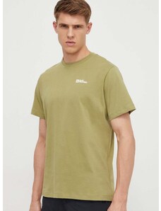 Bavlněné tričko Jack Wolfskin zelená barva, 1808382