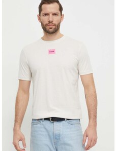Bavlněné tričko HUGO bílá barva, s aplikací