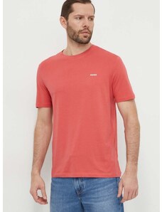 Bavlněné tričko HUGO červená barva