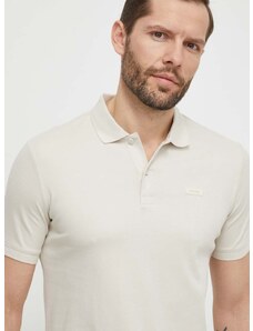 Bavlněné polo tričko Calvin Klein béžová barva