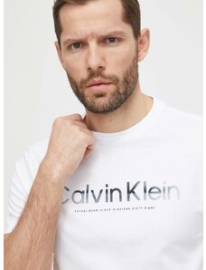 Bavlněné tričko Calvin Klein bílá barva, s potiskem