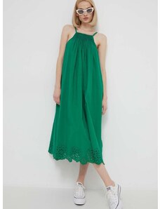 Bavlněné šaty Desigual PORLAND zelená barva, maxi, 24SWVW21