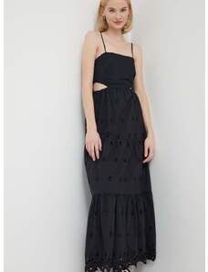 Bavlněné šaty Desigual MALVER černá barva, maxi, 24SWVW12
