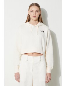 Bavlněná mikina The North Face W Trend Crop Hoodie dámská, béžová barva, s kapucí, s potiskem, NF0A5ICYQLI1