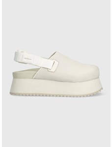 Pantofle Calvin Klein Jeans SLING CLOSE TOE FLATFORM BTW dámské, béžová barva, na platformě, YW0YW01439