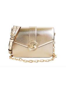 Michael Kors kožená crossbody kabelka Carmen metalická zlatá