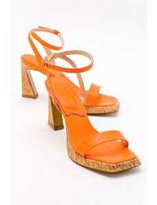 LuviShoes Reina Orange Skin Women's Heels Shoes