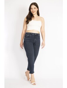 Şans Women's Navy Blue Large Size 5 Pocket Jeans